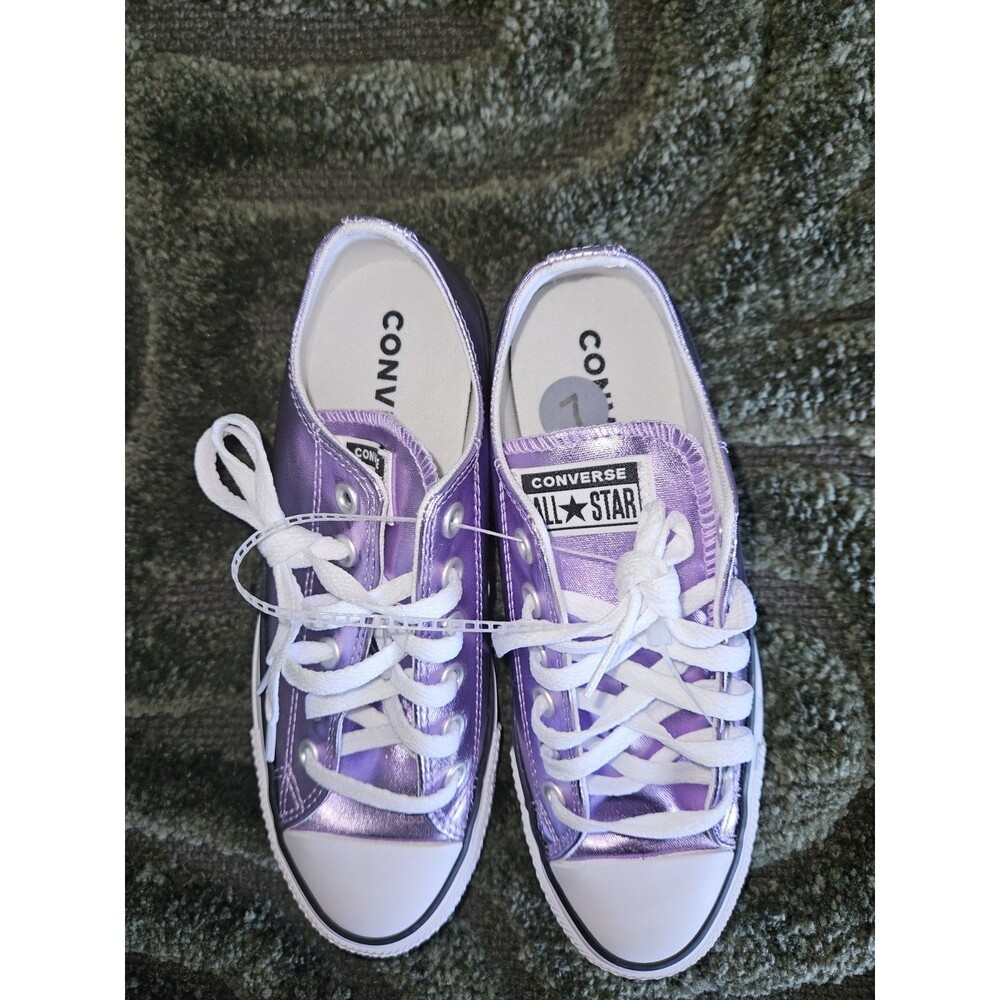 Converse All Star Low Top Purple Metallic Lace-Up Sneakers US 8 wo's EU 39
